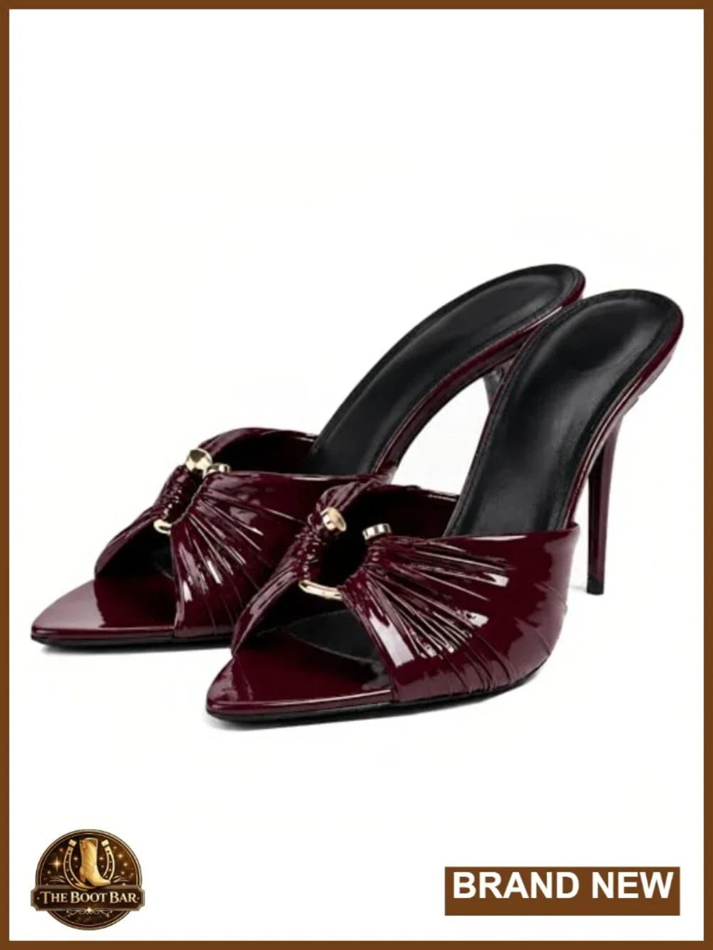 Women's Stiletto Heeled Mules Open Pointed Toe Ruched Slip On Backless Sandals
